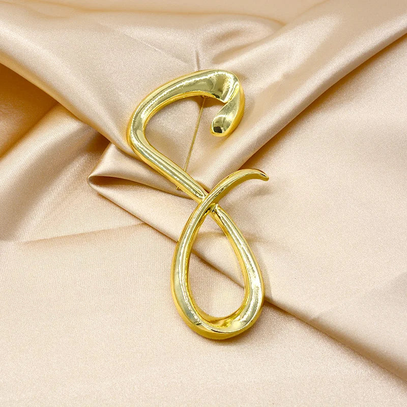 Fatima's Metal, Pin, Trendy, Stylish, Golden/Silver, Irregular, 8-Shape Brooches