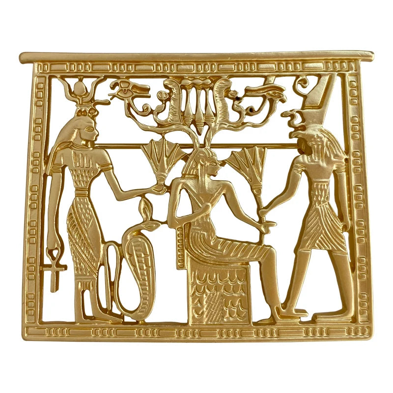Noha's Vintage, Trendy, Stylish, Palace Hollow, Egyptian Portrait, Golden, Metal Brooch