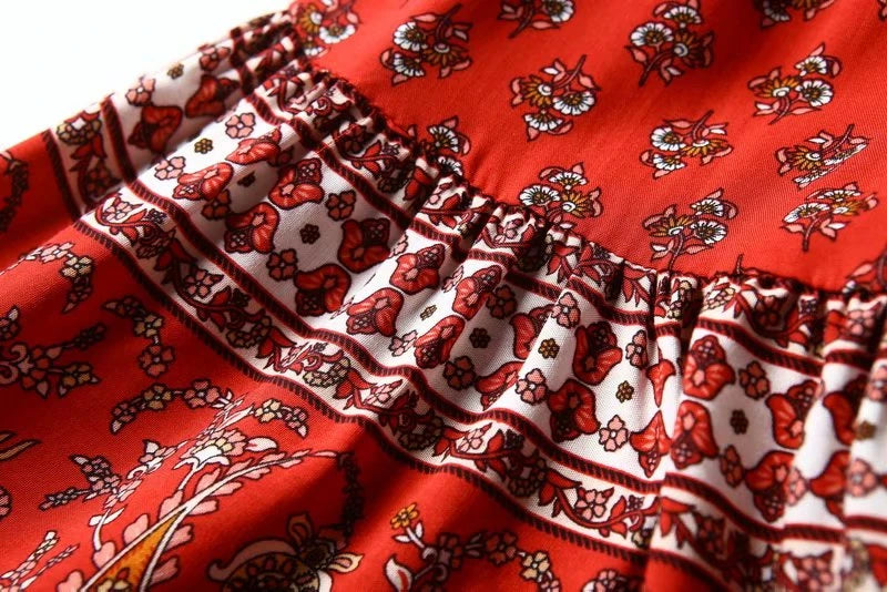 Lara'a Boho, Trendy, Vintage, Party, Beach, Stylish, Red Mini Skirt