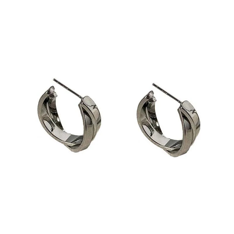 Pula's Circular shaped, Punk, Stylish, Trendy, silver/golden, Stud earrings