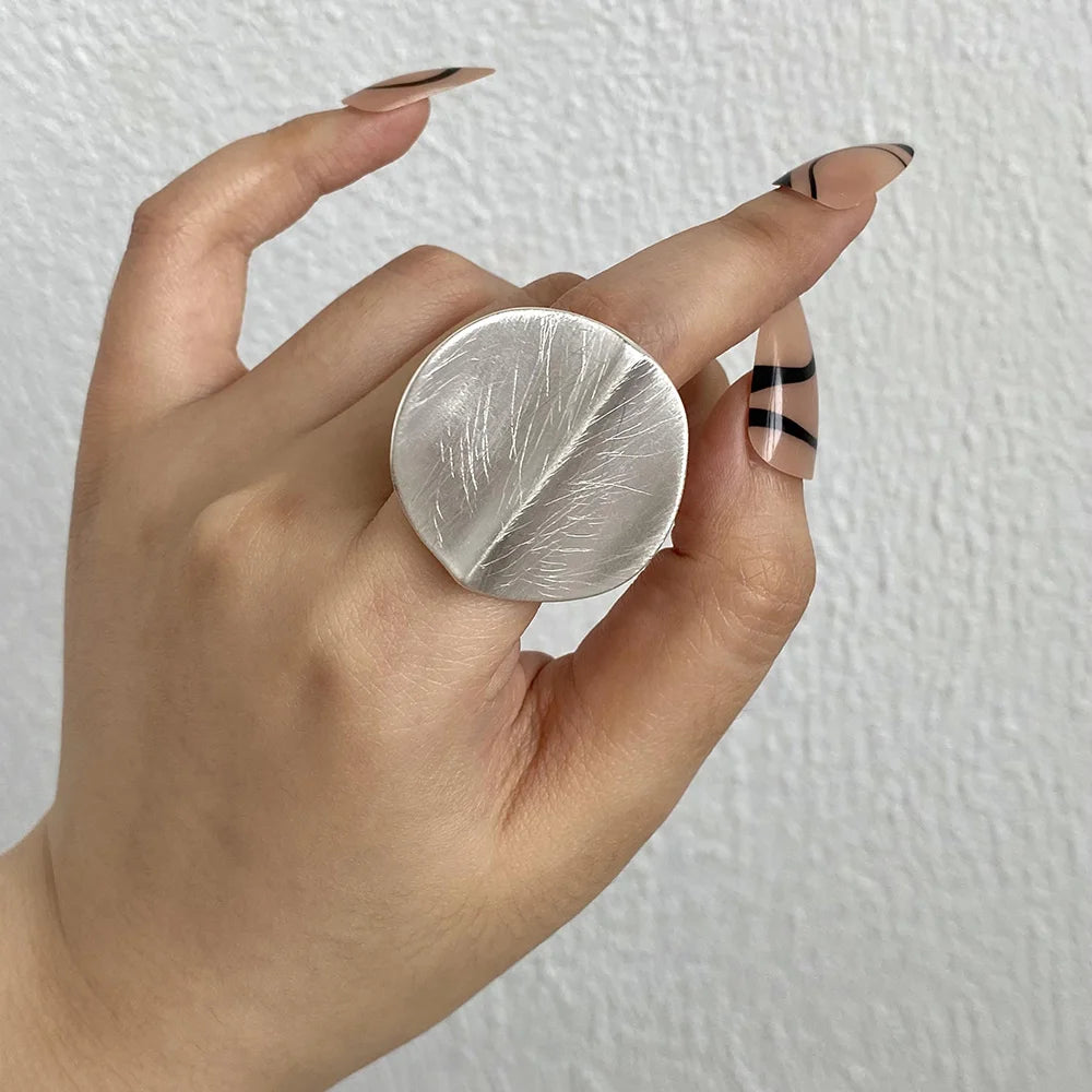 Sally's Punk, Silver, Adjustable, Trendy, Stylish, Edgy, Chunky, Irregular Rings