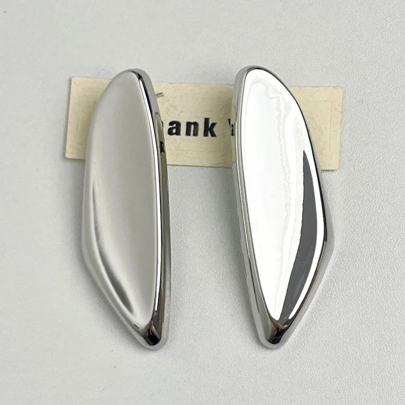 Koki's Irregular, Oval Smooth, Trendy, Stylish, Golden/Silver, Stud Earrings