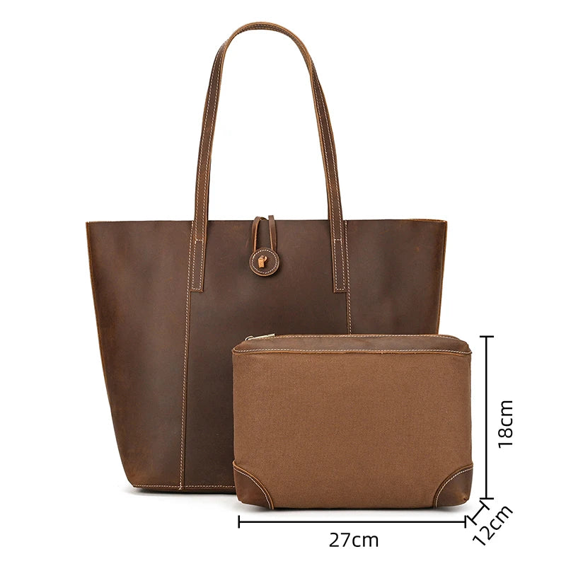 Irene's Retro, Vintage, Genuine Leather, Trendy, Stylish, Shoulder Tote Bag