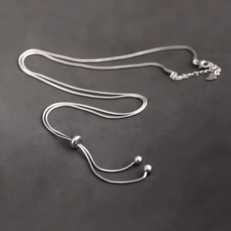 Yassmine's 925 Silver, Stylish, Minimalist, Trendy, Vintage, Ball Chain, Adjustable Necklace