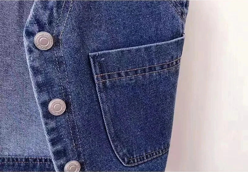 Dina's Casual, Trendy, Stylish, Waistline, Cotton, Denim, Pockets, Jeans Vest