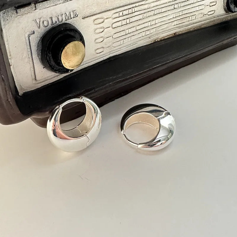 أقراط كيت من الفضة الإسترلينية عيار 925، عصرية، دائرية بسيطة، مصنوعة يدويًا، على شكل حلقة