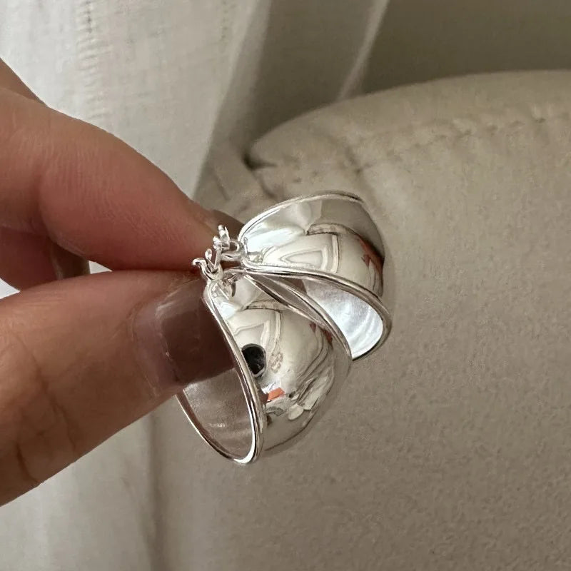 Lucia's 925 Sterling Silver, Trendy, Minimalist, Stylish, Wide Circle, Hooped Earring