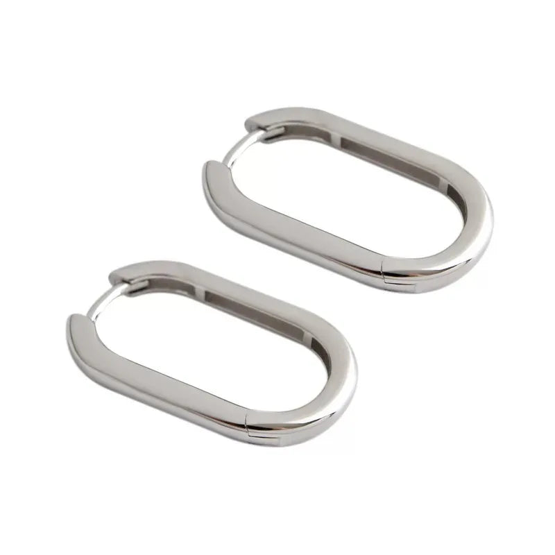 Yousra's 925 Sterling Silver ,Trendy, Stylish, Minimalist, Retro, Rectangle, Hooped Earring