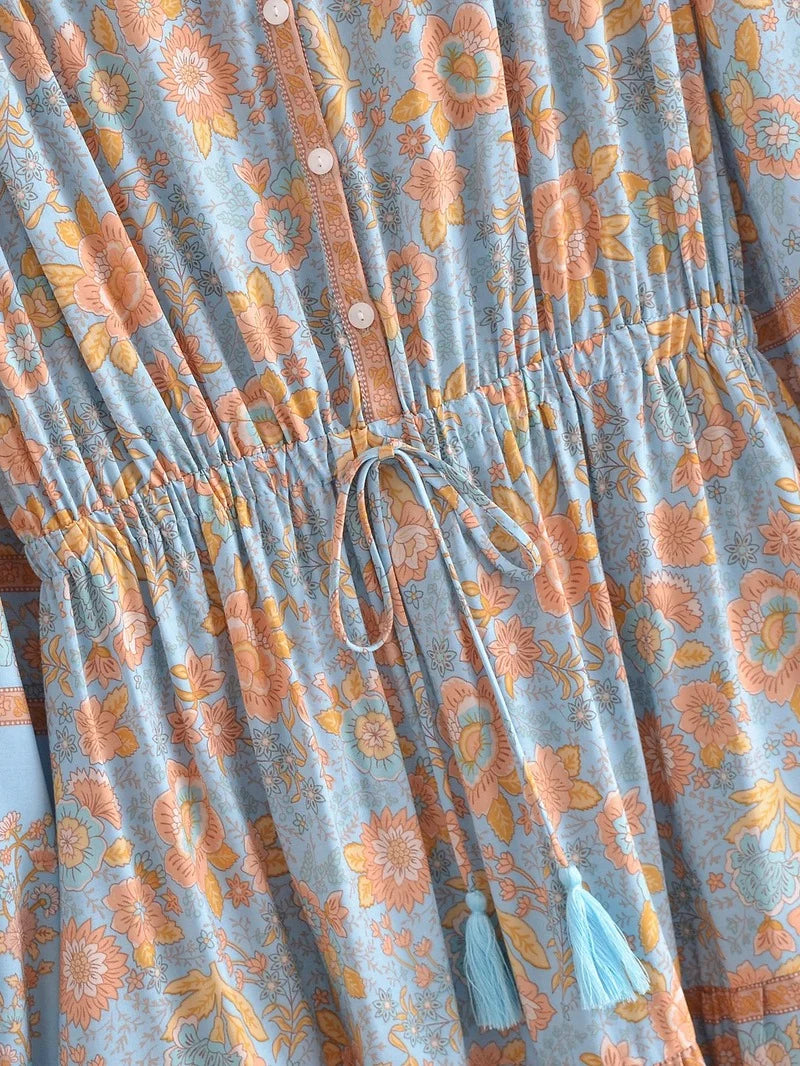 Carena's Boho, Trendy, Stylish, Vintage, Party, Long SleevesBelted Waist, Mini Dress