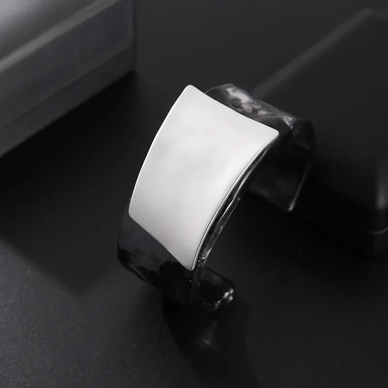 Silvia's Resin, Golden, Silver, Trendy, Stylish, Statement, Chunky, Open, Cuff Bracelets