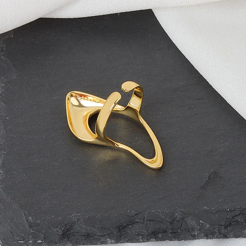 Zoe's Modern, Geometric, Irregular, Trendy, Stylish, Brass, Golden/Silver, Adjustable Rings