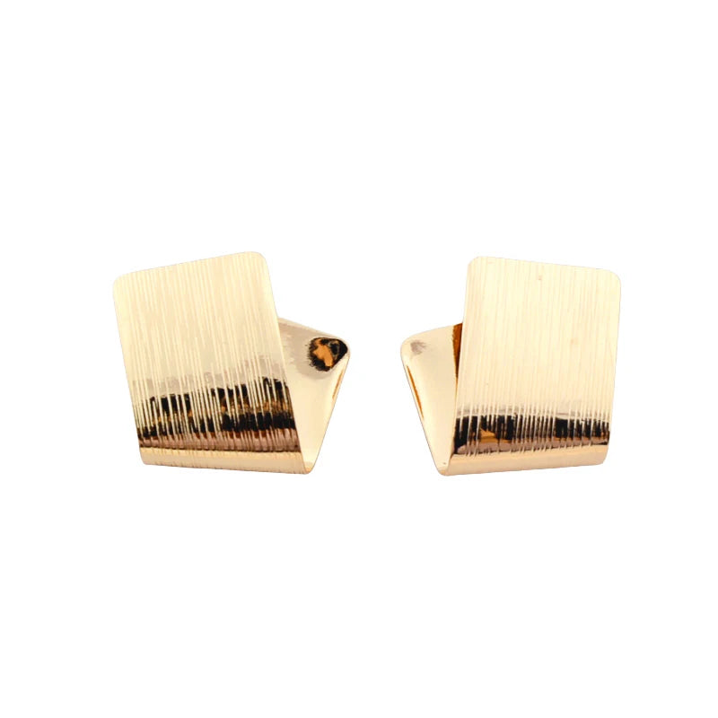 Suzan's Asymetric, Folded, Square, Trendy, Stylish, Minimalist, Stud Earrings