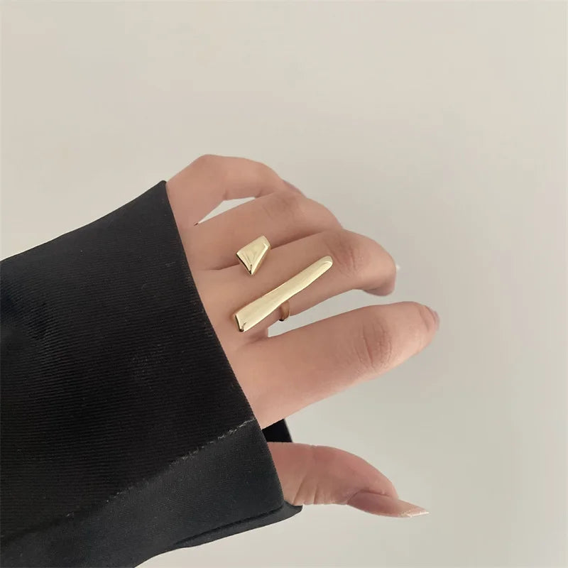 Iris's Fashionable, Trendy, Stylish, Golden/Silver, Geometric, Irregular, Adjustable Ring