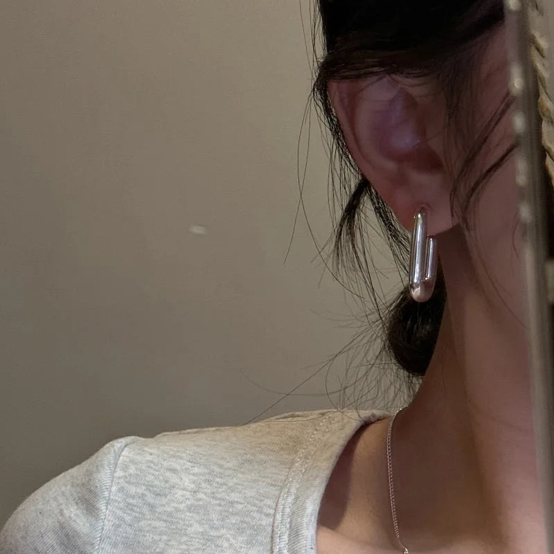 Malika's 925 Sterling Silver ,Trendy , Stylish, Simple, Retro ,Rectangle, Stud Earrings