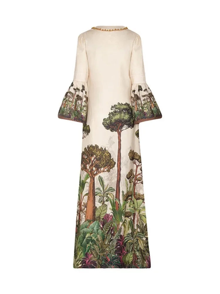 Hind's Boho style, Floral Printed, Flare Sleeves, Trendy, Stylish, Vintage, Long/Maxi Dress