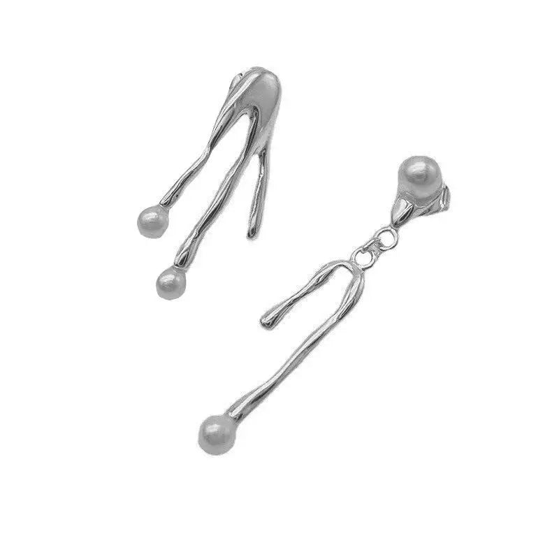 Lucy's 925 Sterling Silver, Vintage, Water Shape, Trendy, Stylish, Irregular, Stud Earring