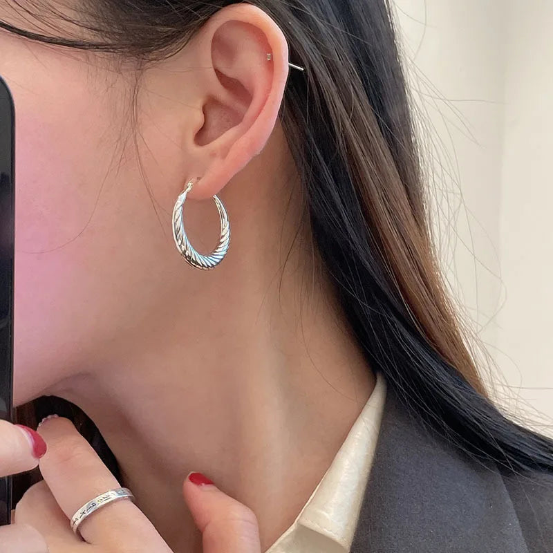 Sandra's 925 Sterling Silver, Vintage, Retro, Trendy, Stylish, Vintage, Hooped Earring