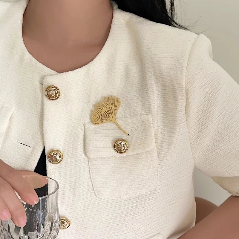 Zizi's Metal Leaf, Trend, Stylish, Vintage, Golden, Silver, Pin Brooch