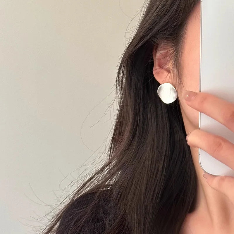 Celine's 925 Sterling Silver, Vintage, Round, Trendy, Stylish, Minimalist, Stud Earrings