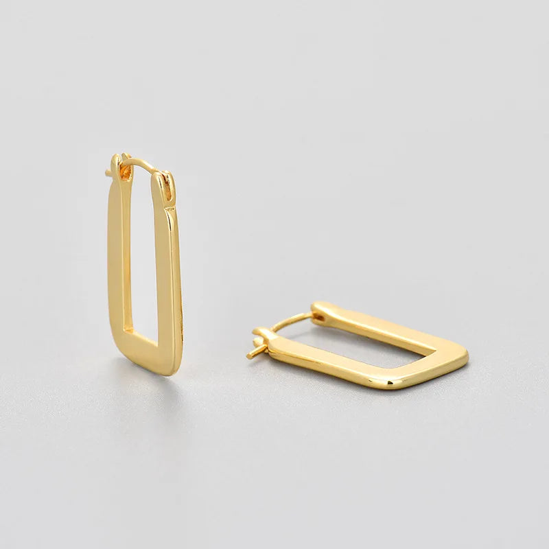 Rebecca's 925 Sterling Silver, Trendy, Stylish, Vintage, Golden/Silver, Hooped, Rectangle Earring