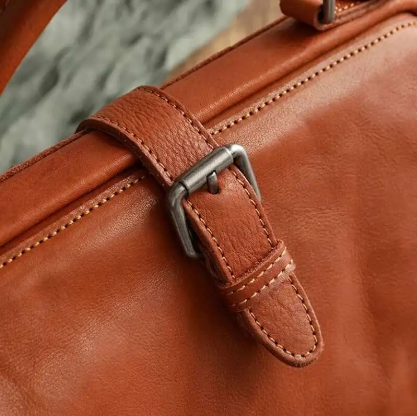 Mia's Vintage, Retro, Genuine Leather, Stylish, Doctor Bag, Trendy, Satchel, Shoulder Bag