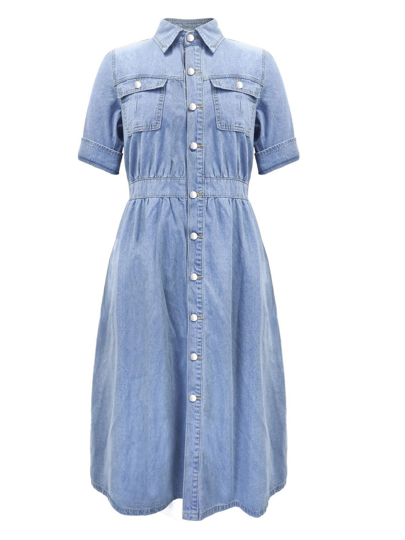 Liz's Casual Blue Denim Dress