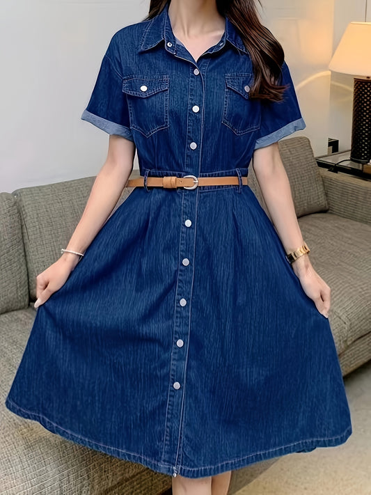 Jade's Blue Denim Casual Dress