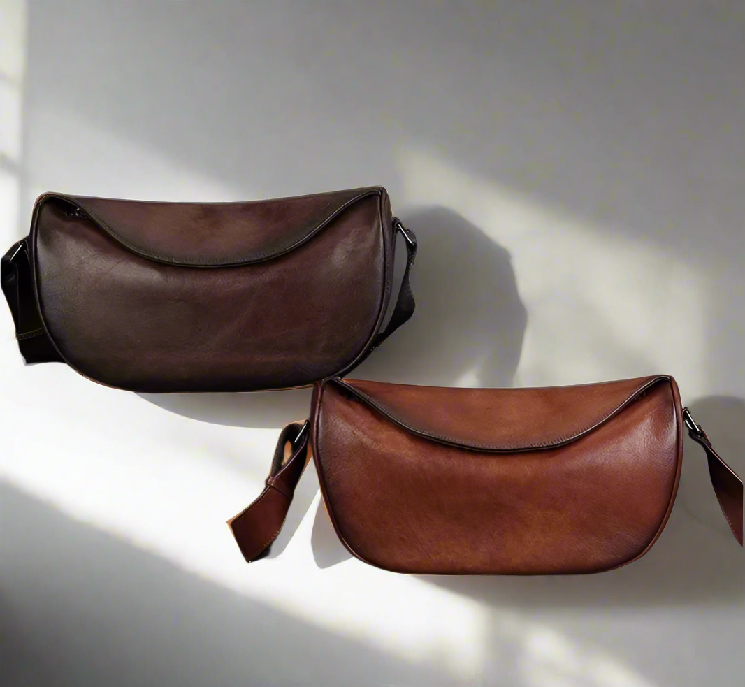 Ruby's Handmade, Stylish, Trendy, Vintage, Brown, Genuine Leather, Unisex, Crossbody Bag