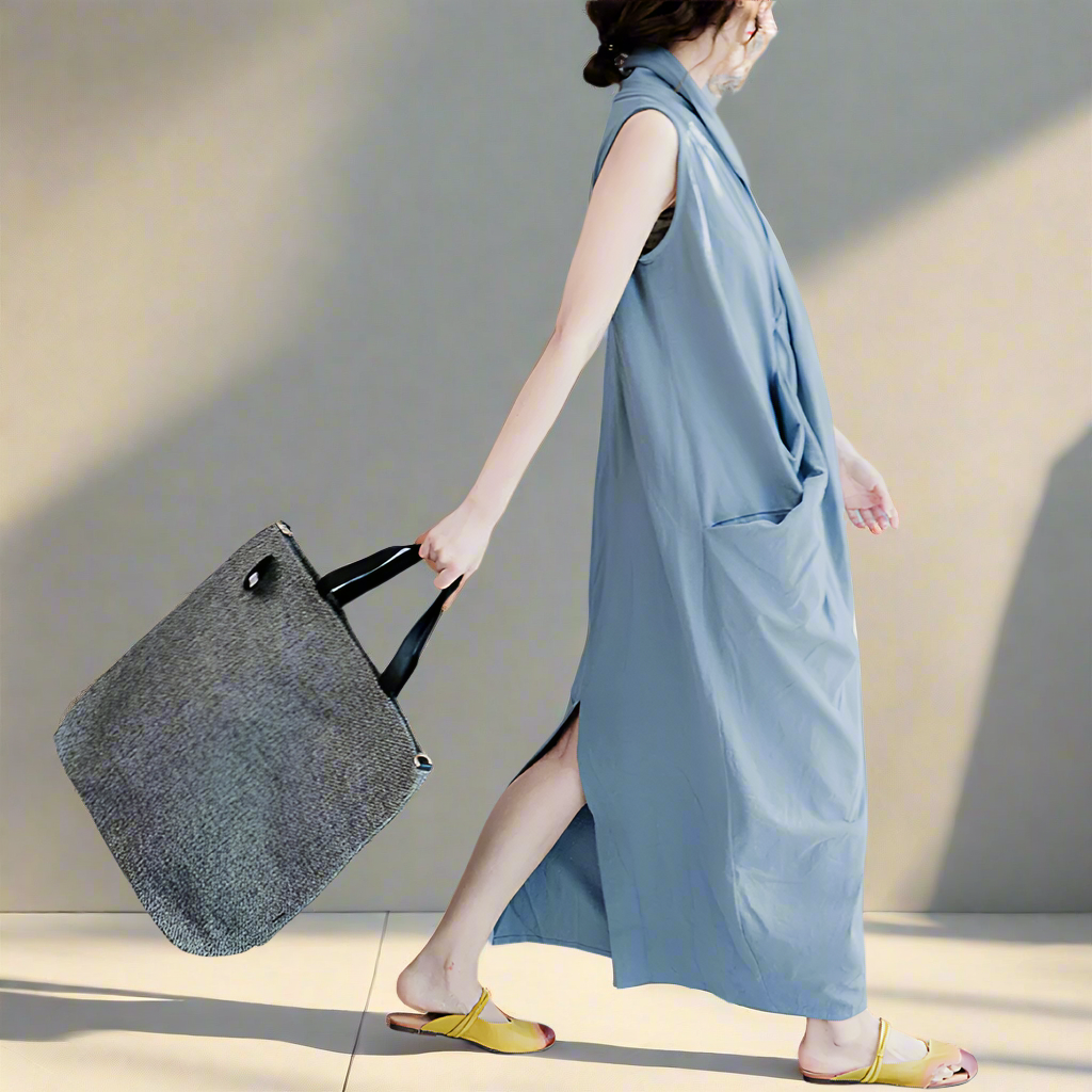 Lana's Asymmetric, Trendy, Stylish, Multicolor, Sleeveless, Loose, Long Baggy Dress