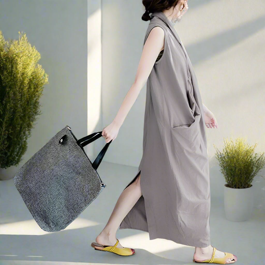 Lana's Asymmetric, Trendy, Stylish, Multicolor, Sleeveless, Loose, Long Baggy Dress