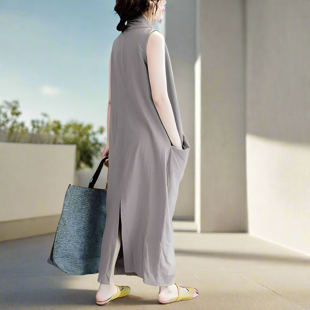 Lana's Asymmetric, Trendy, Stylish, Multicolor, Sleeveless, Loose, Long Baggy Dress