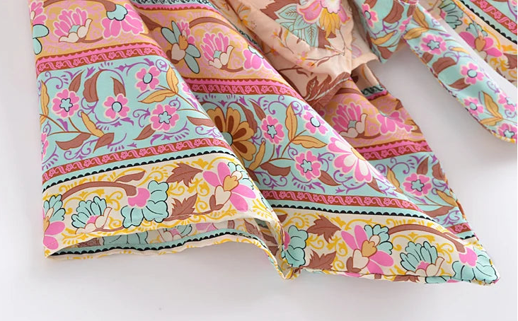 Irene's Boho, Short, Kimono, Robe, Stylish, Trendy, Printed, Hippie, Floral, Bohemian Top