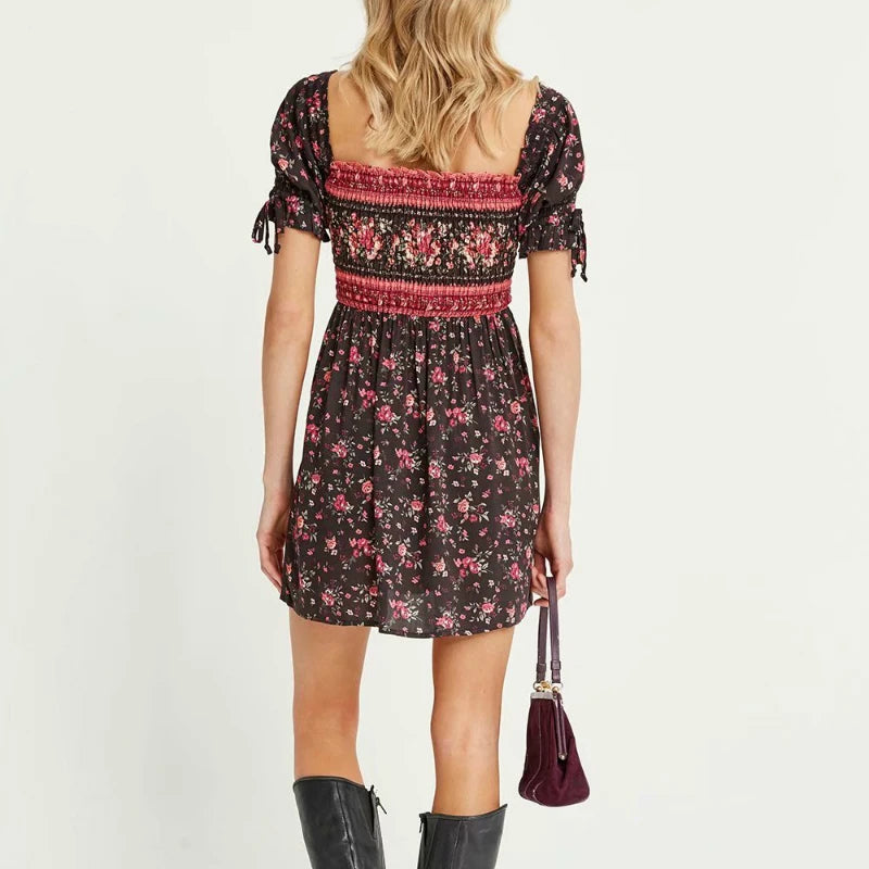 Rula's boho mini casual Sabrina dress