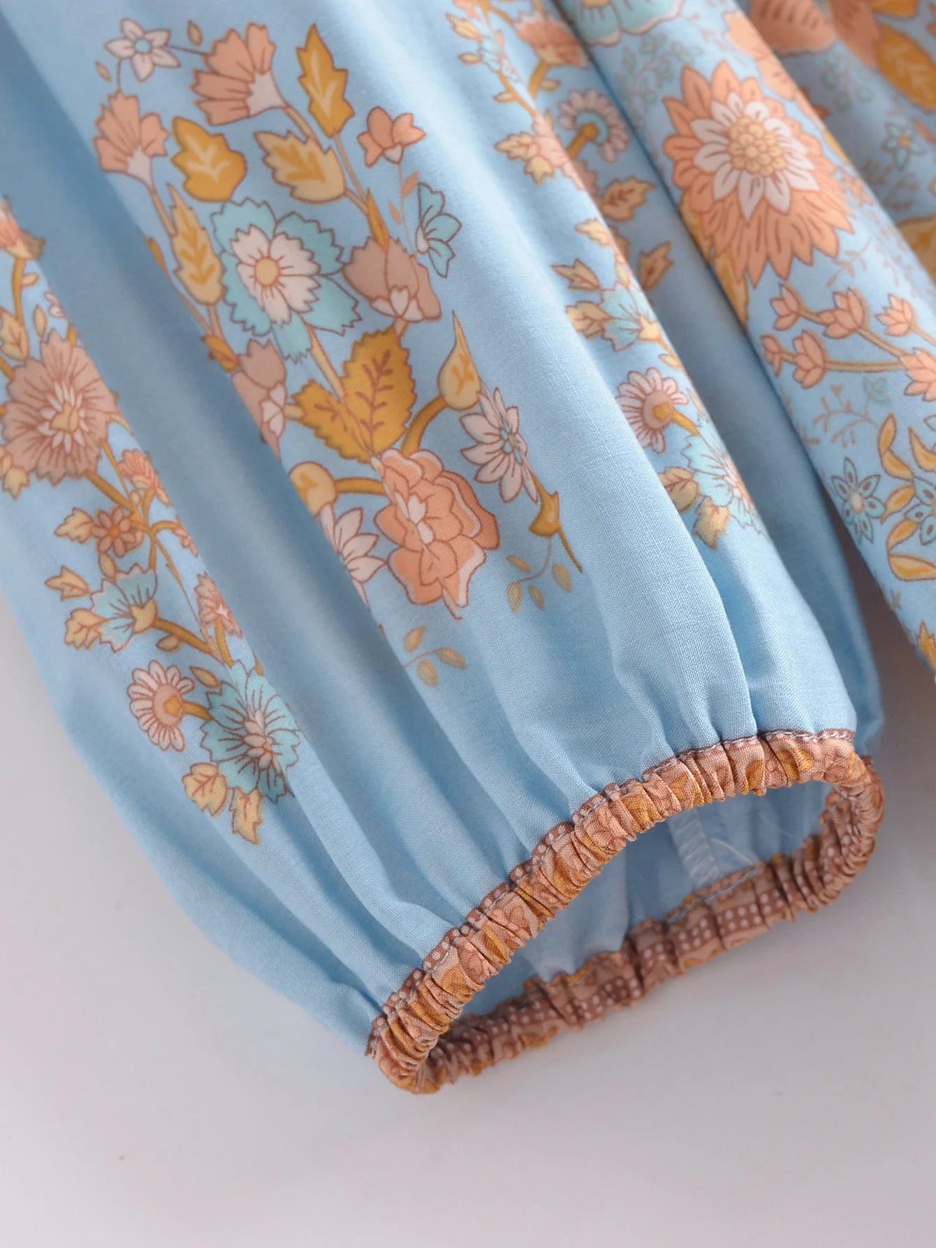 Camelia’s Hippie, Vintage, Stylish, Trendy, Loose, Floral, Ruffles, Long Sleeves, Print, Floral, Bohemian, Mini Dress