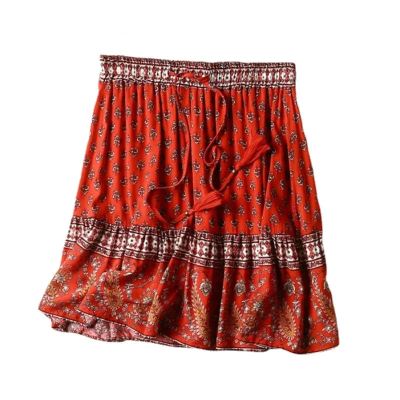 Lara'a mini red boho skirt