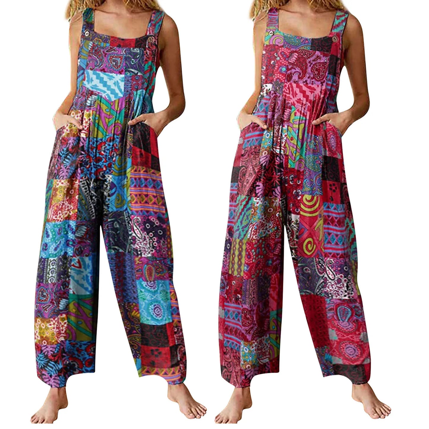 Rula's printed boho casual overall jumpsuit