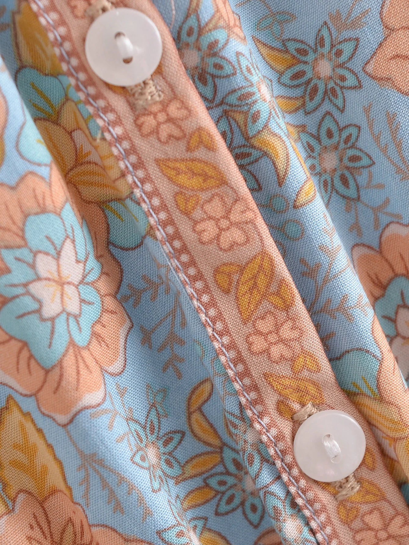 Camelia’s Hippie, Vintage, Stylish, Trendy, Loose, Floral, Ruffles, Long Sleeves, Print, Floral, Bohemian, Mini Dress