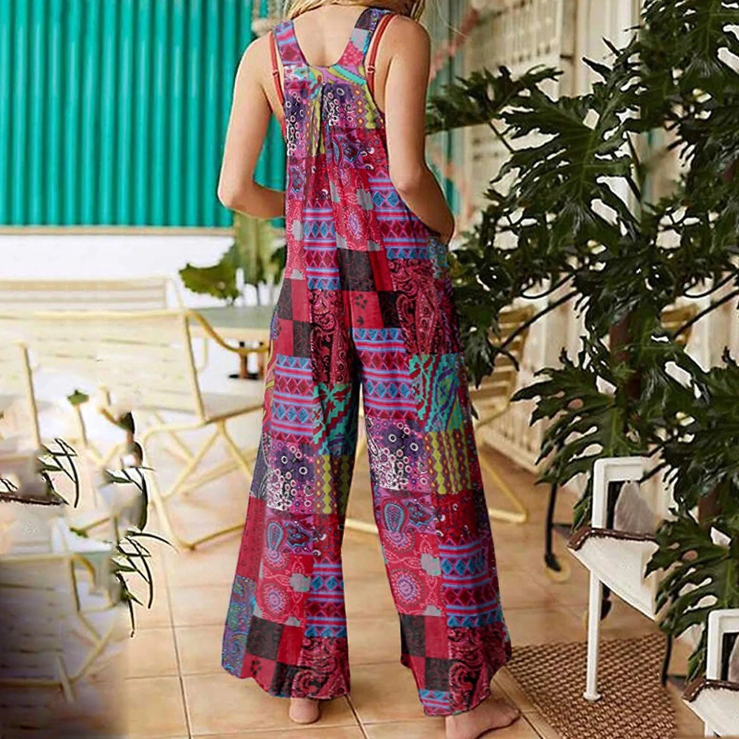 Rula's printed boho casual overall jumpsuit