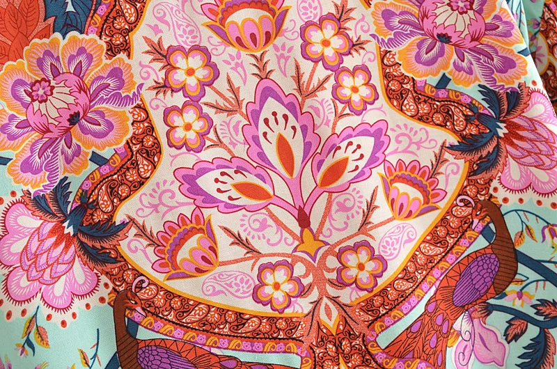 Colorful floral and paisley patterned fabric