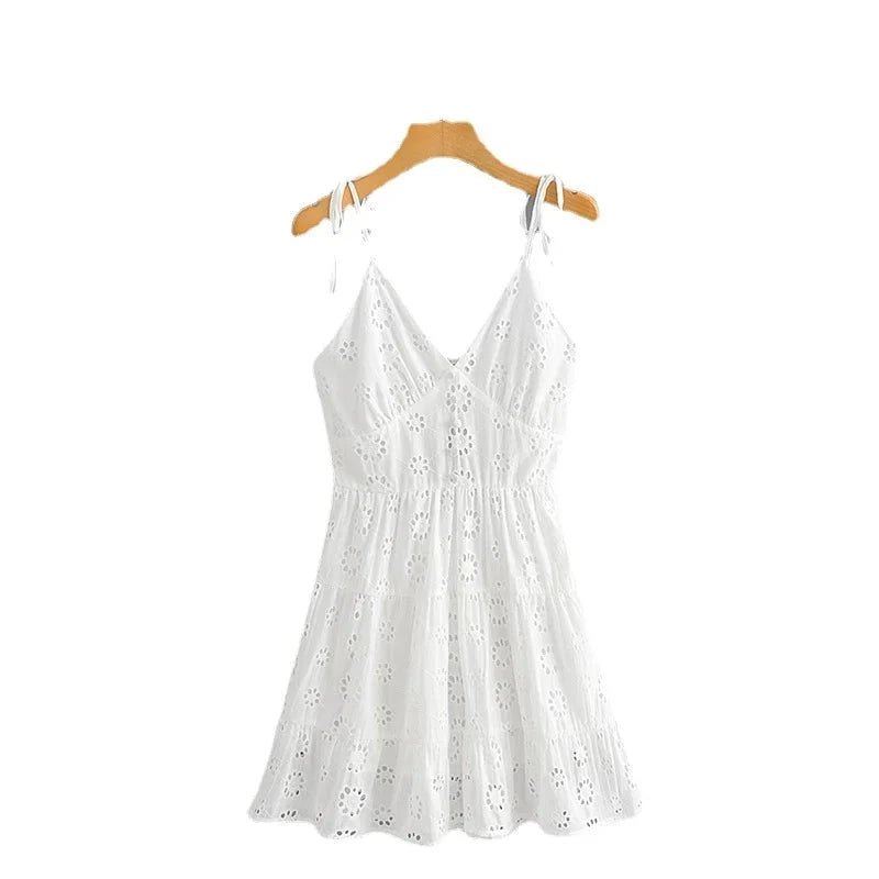 Maria Casual Boho Strap white mini dress