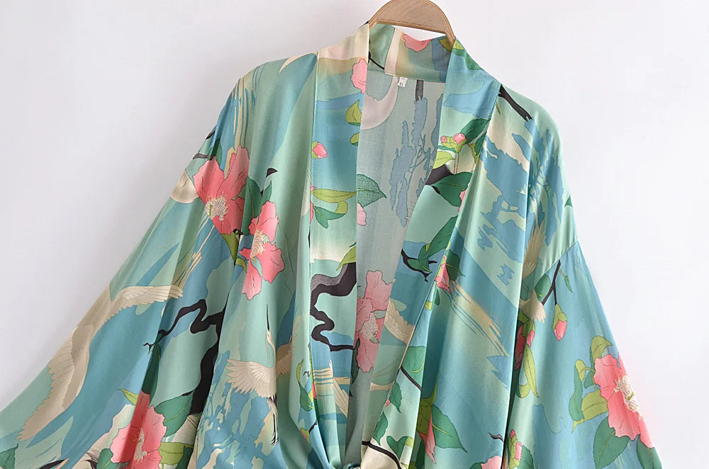 Irene's Boho, Short, Kimono, Robe, Stylish, Trendy, Printed, Hippie, Floral, Bohemian Top