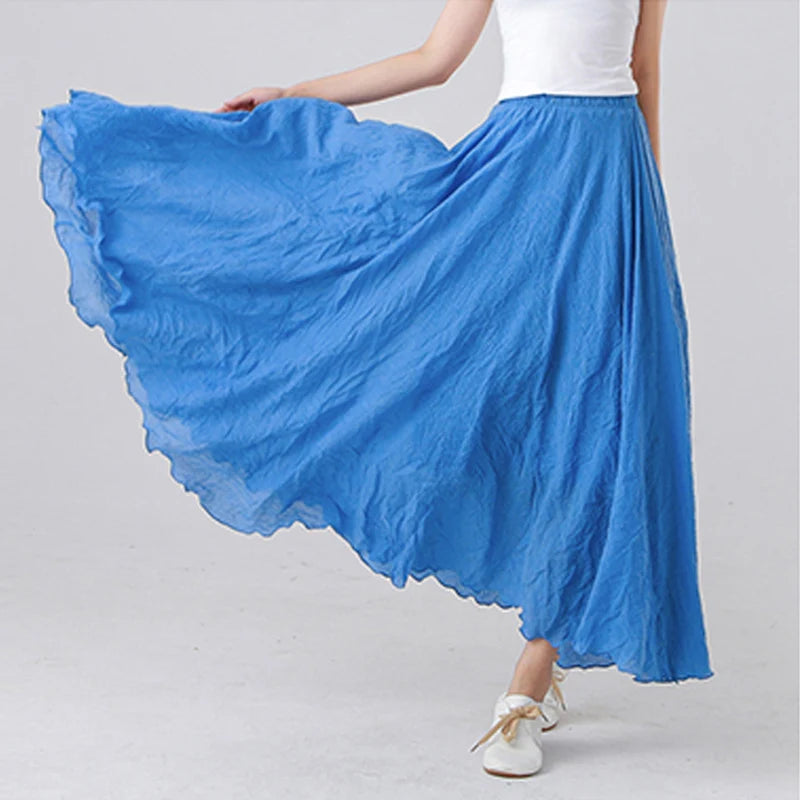 Juju's maxi casual swing flare cocktail skirt with elastic waist