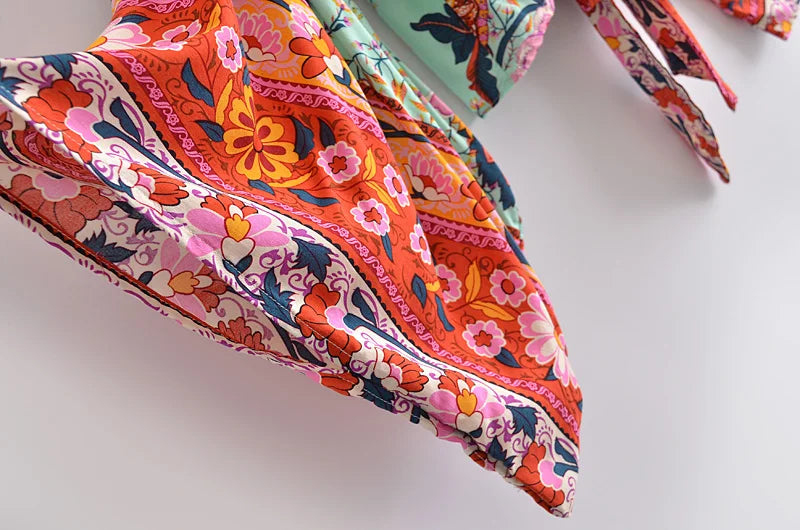 Colorful patterned fabric on a white background