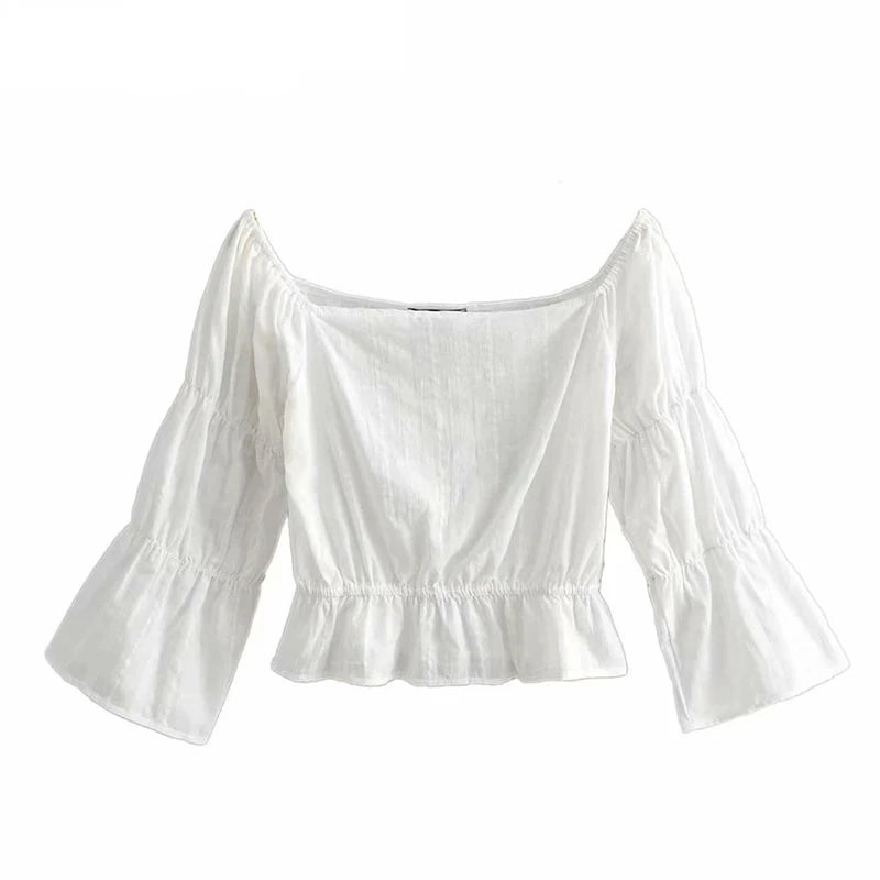 Maria's Sabrina boho white blouse