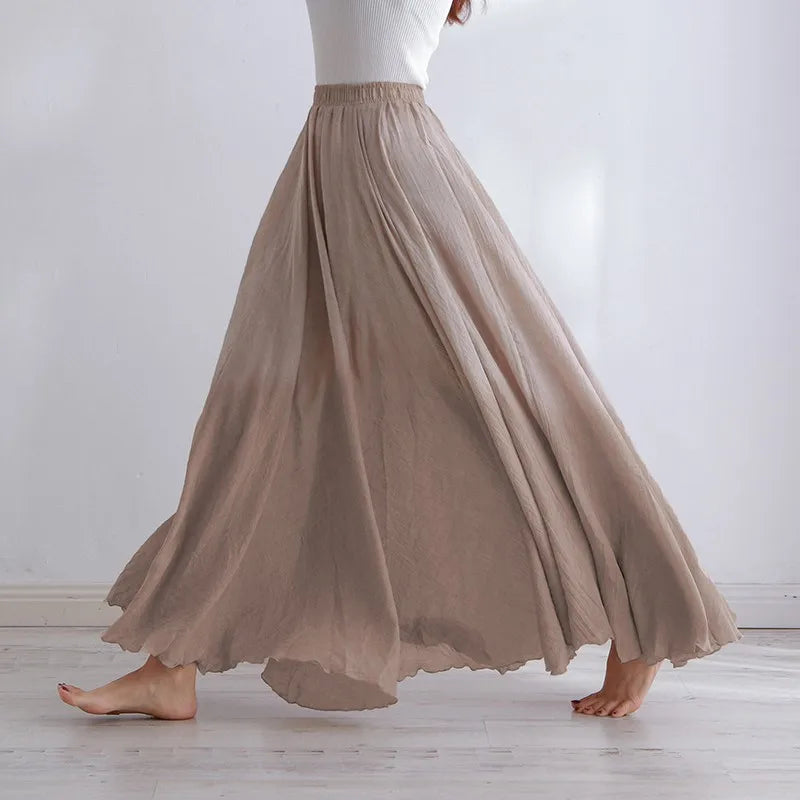 Juju's maxi casual swing flare cocktail skirt with elastic waist