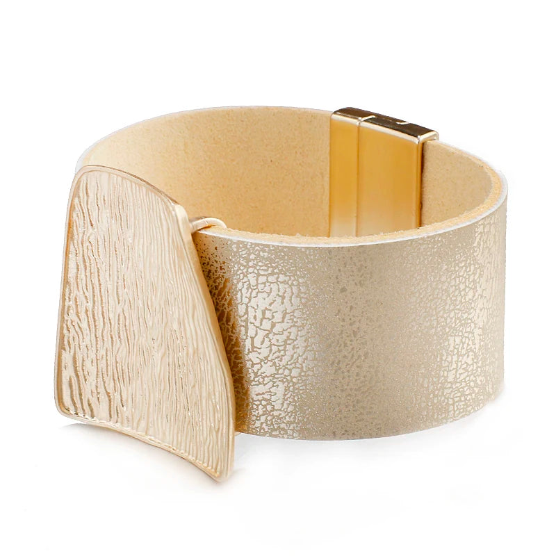 Whitney's Leather Metal Alloy Minimalist Bracelet