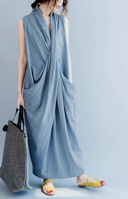 Lana's Asymmetric Sleeveless Loose Long Dress