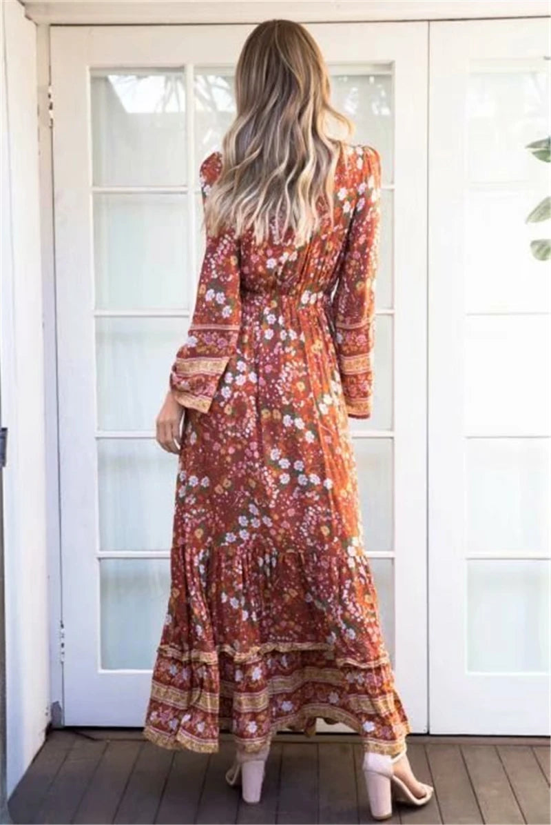 Aileen's floral casual long boho dress