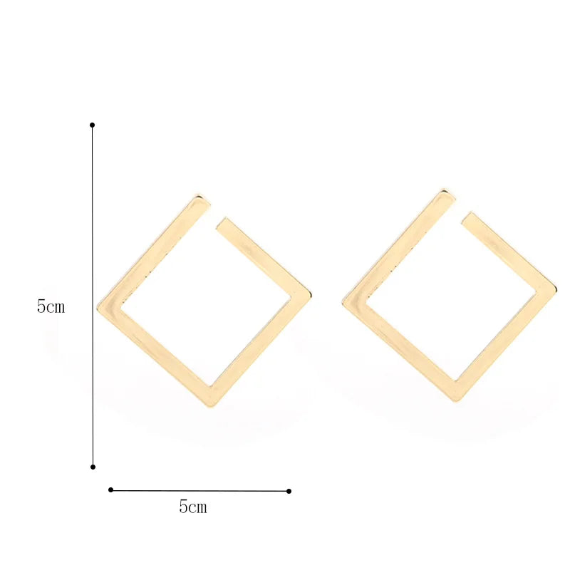 Nadine's Square Shaped Irregular Stud Earrings-Gold, Silver