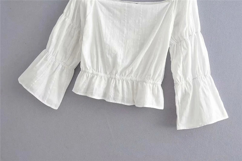 Maria's Sabrina boho white blouse